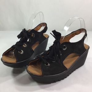 Black Wedge Sandals